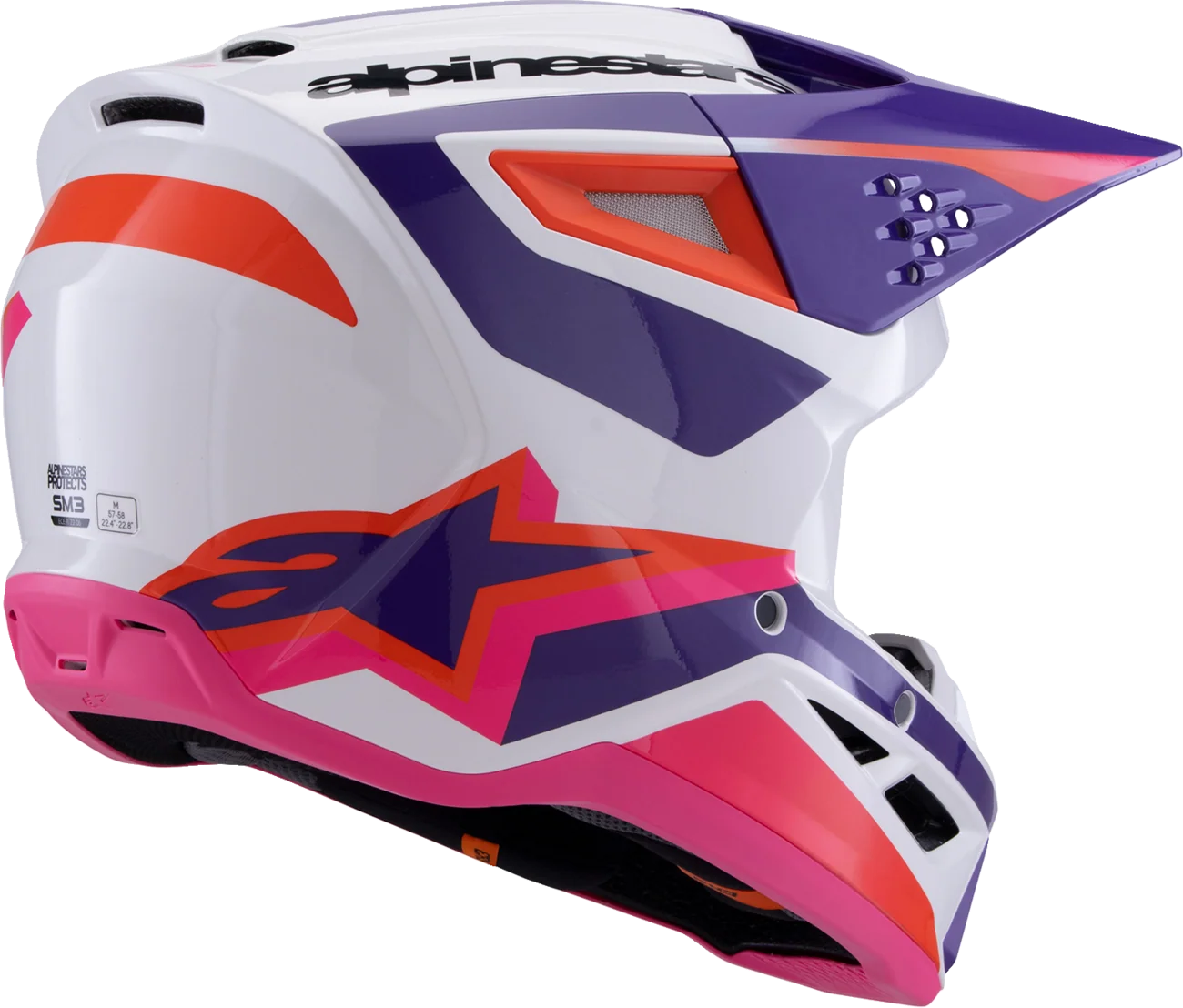 Alpinestars - SM3 Helmet - Heat - Gloss White/Purple/Pink - Image 4