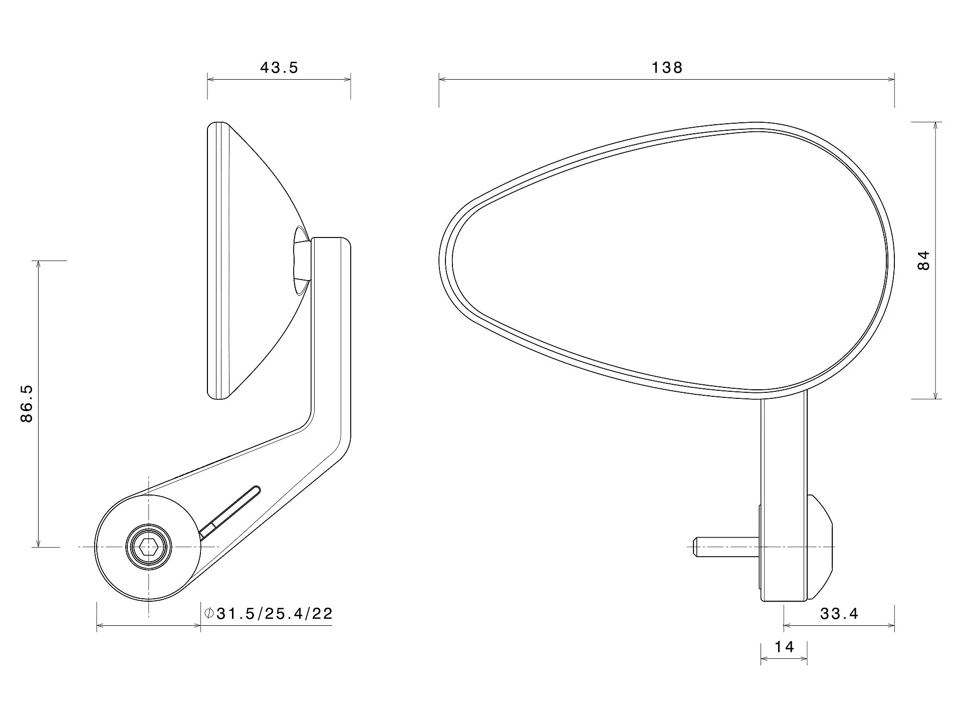 BS233 - RIZOMA - REVERSE RADIAL End Mount Mirror - Image 11