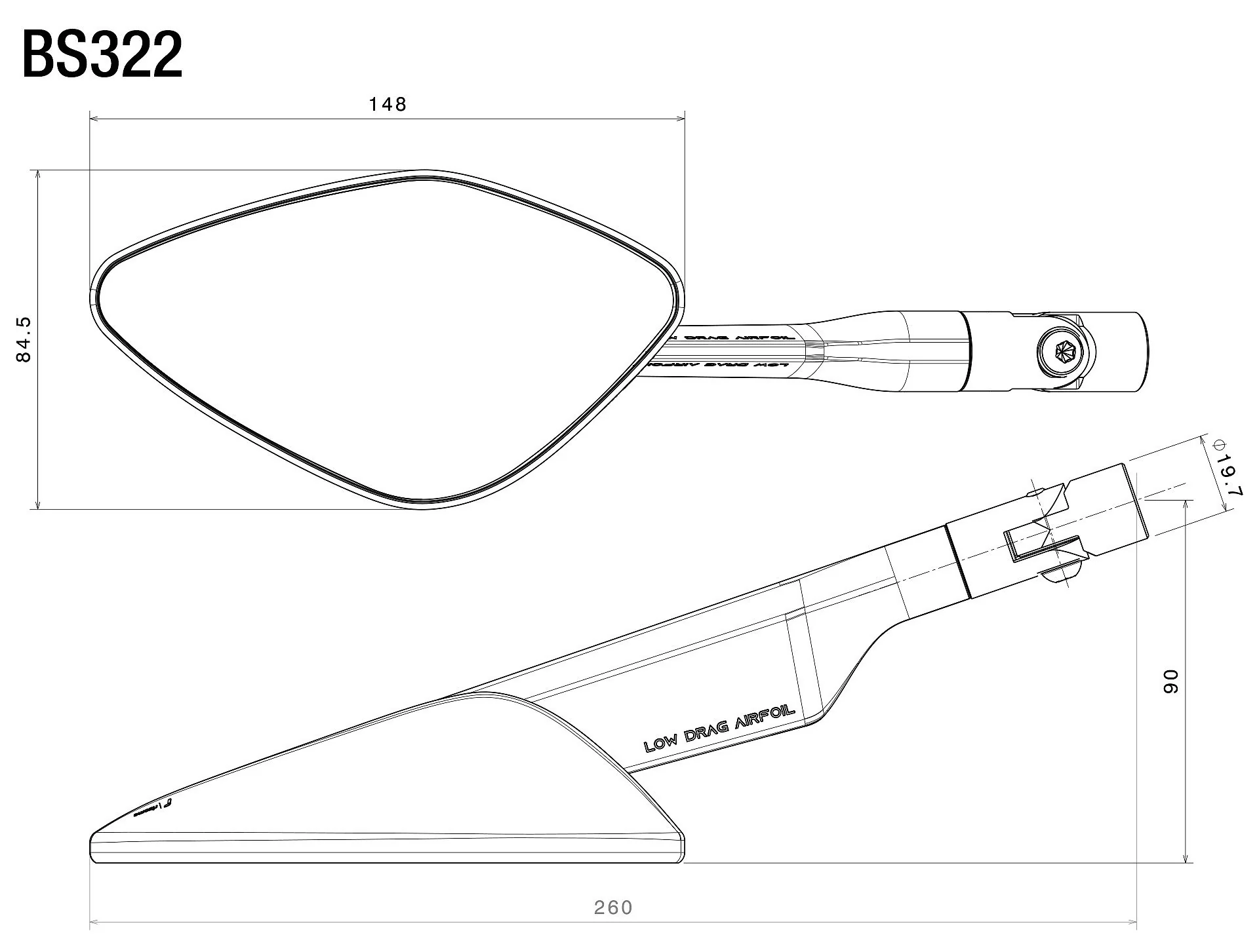 BS322 - RIZOMA - NAMIC SPORT Fairing Mount Mirror - LEFT - Image 4