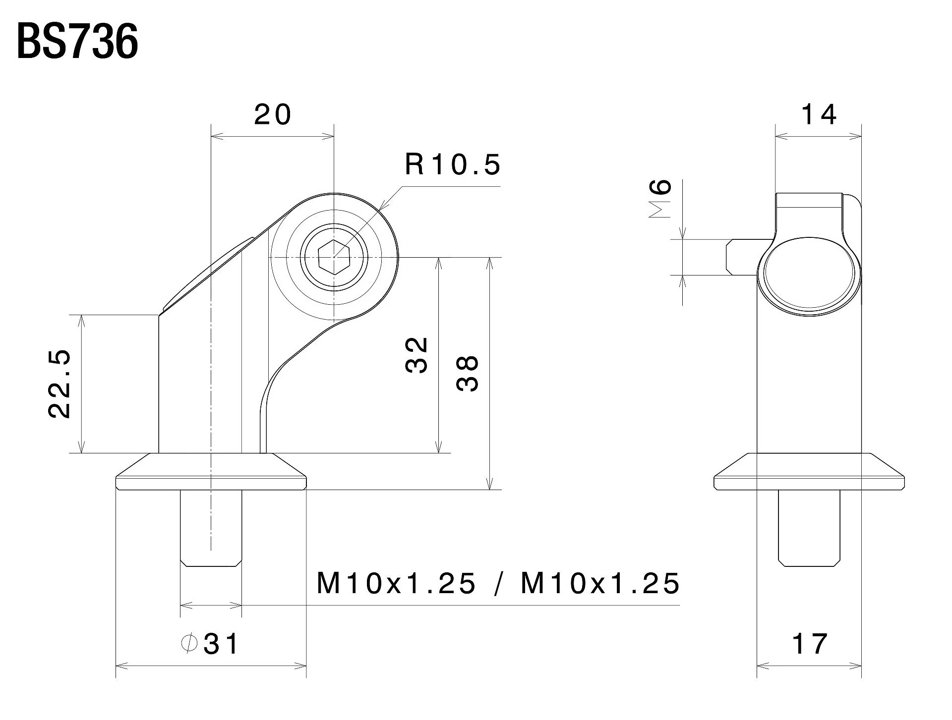 BS736 - RIZOMA - Mounting Kit For Handlebar Mirror - Image 2