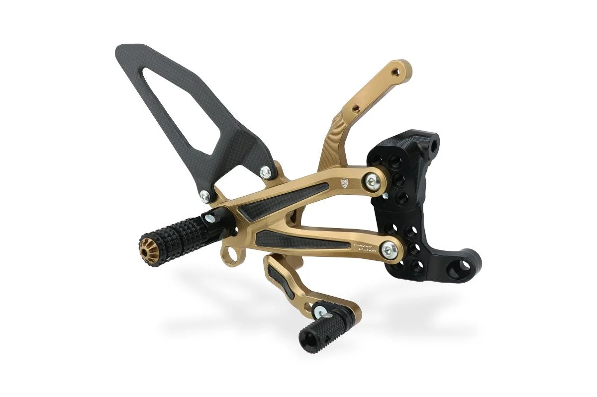 PE412 - CNC Racing BRONZE and CARBON LIMITED EDITION RPS Adjustable Rearset for the Ducati Panigale V4 / S / R - with Carbon Heel guard - Image 2