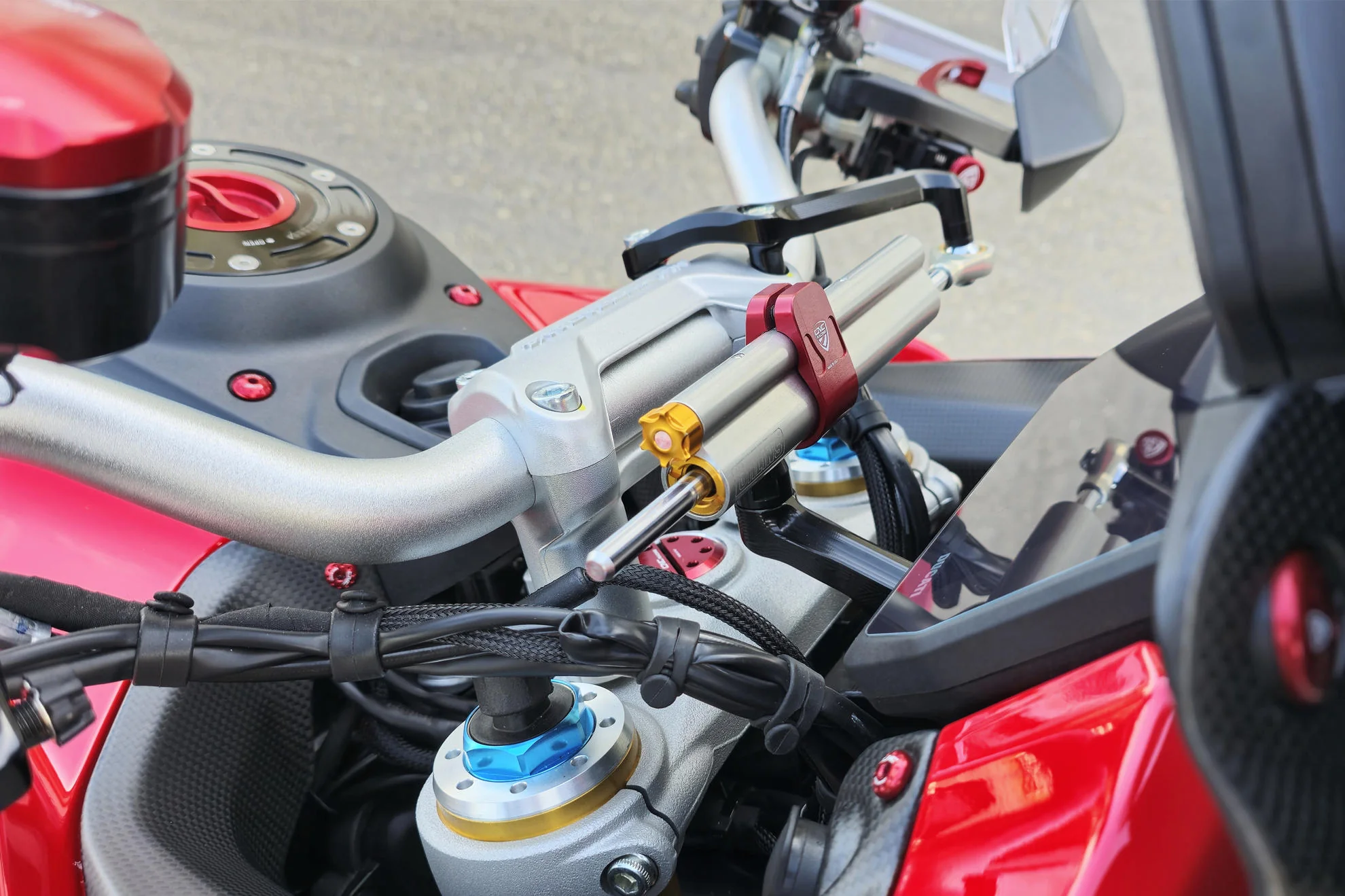 SD117 - CNC Racing Steering Damper Mount kit for Ducati Multistrada V4 / S with OE Handlebar Clamp / Riser - Image 6