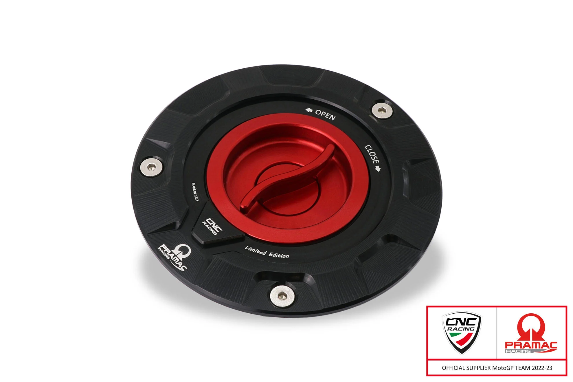 TS423 - CNC Racing PRAMAC RACING LIMITED EDITION Quick Release Gas Cap for newer Ducati's  MV's and Aprilia's - Image 2