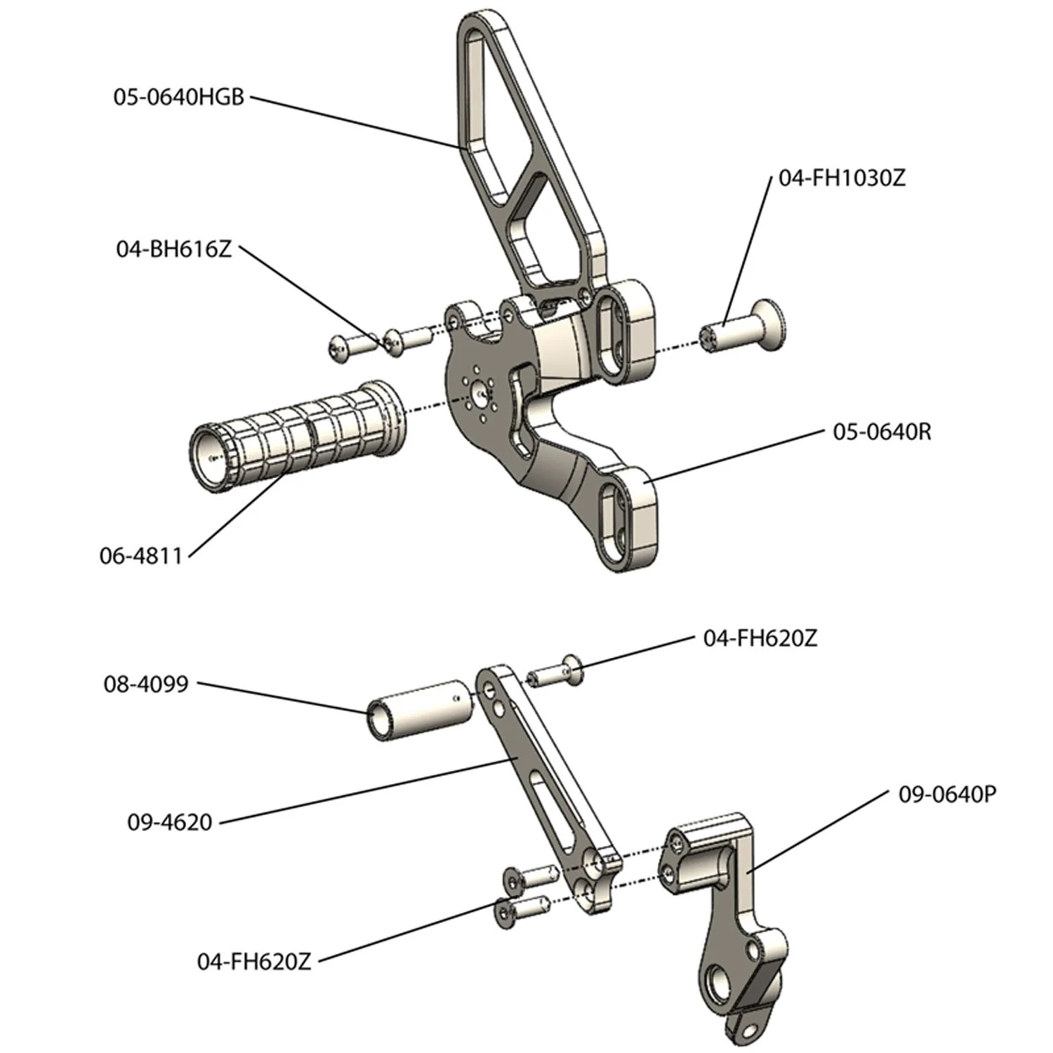 Woodcraft - 05-0641B Ducati 1198SP/848 EVO Complete Rearset Kit w/ Pedals - GP Shift w/ Factory QS - Image 7