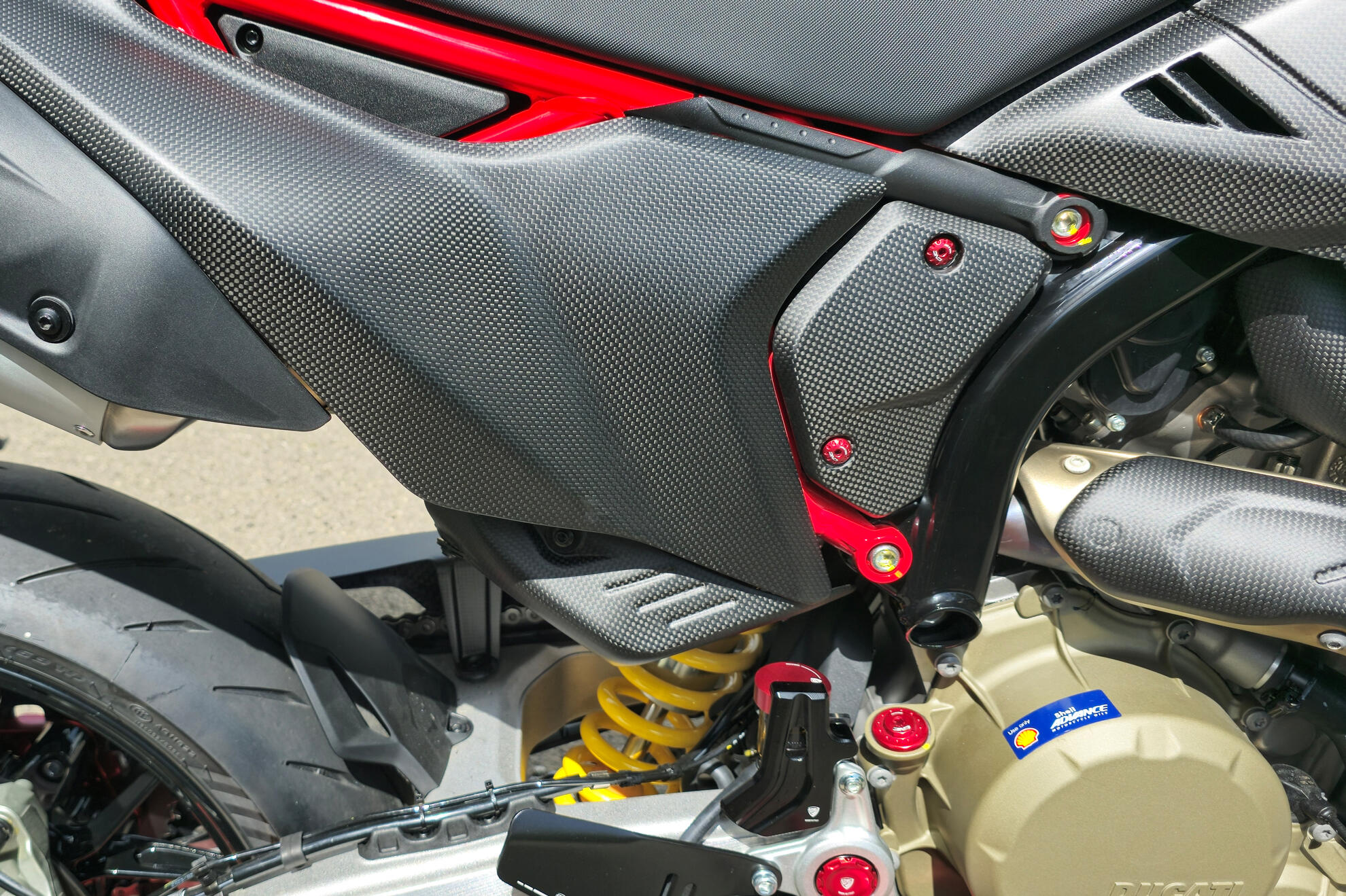 ZA276Y - CNC Racing Carbon Fiber Rear Exhaust Guard for the Ducati Hypermotard 698 Mono - Image 4